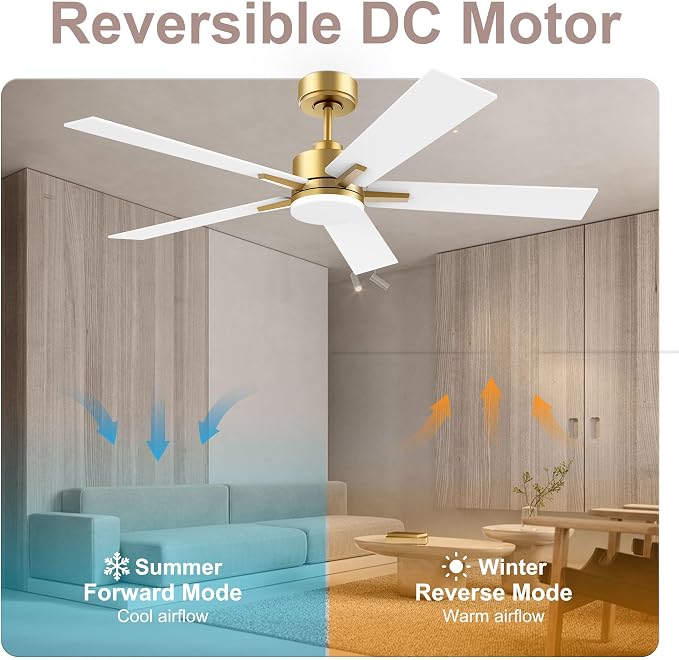52” Smart Ceiling Fan with LED Lights Remote, Quiet DC Motor, Voice Control via Alexa Google WIFI Phone, Outdoor, alternate