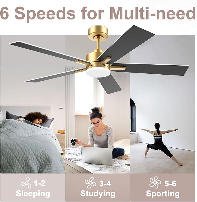 52” Smart Ceiling Fan with LED Lights Remote, Quiet DC Motor, Voice Control via Alexa Google WIFI Phone, Outdoor, alternate