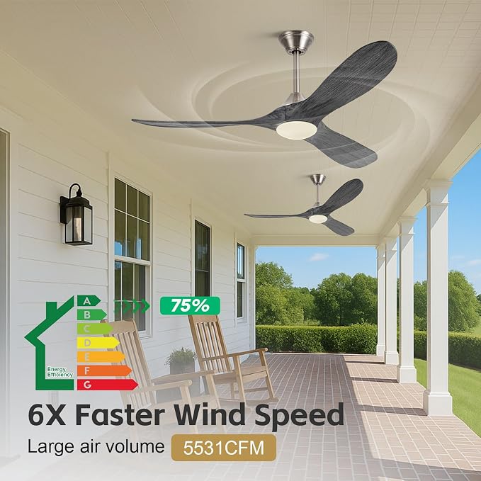 52" Smart Ceiling Fan with Light - Alexa & App & Remote Control, Quiet Reversible Energy Efficient DC Motor, 3CCT Dimmable