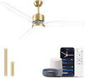 52" Smart Ceiling Fan with Light, WiFi Enabled for Alexa & App Control, Reversible Gold Modern Ceiling Fan with Dimmable LED