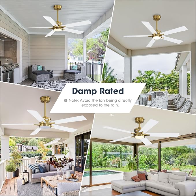 52" Smart Ceiling Fan with Lights, 5 Plywood Blades, 6 Speeds Reversible DC Motor, Works with Alexa and Google Assistant