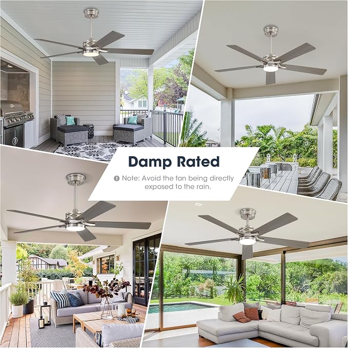 52" Smart Ceiling Fan with Lights, 5 Plywood Blades, 6 Speeds Reversible DC Motor, Works with Alexa and Google Assistant