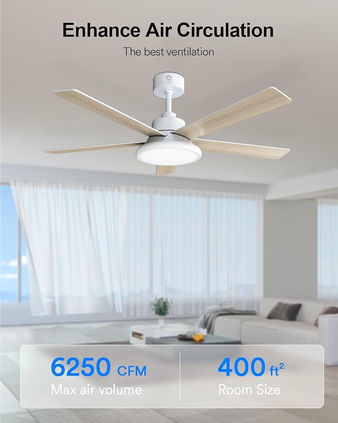 52'' Smart Ceiling Fan with RGBAI Lights Remote, RGB & Stepless Color Temperature, Work with Alexa/Google/App, 46 Scenes