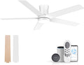 52" Smart Low Profile Ceiling Fan with Lights Remote,Controll by Voice WIFI Alexa App,Quiet DC Motor,Outdoor Indoor Flush