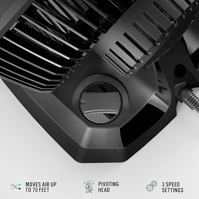 52 Whole Room Air Circulator Fan with 3 Speeds, Black in Black., alternate view 2