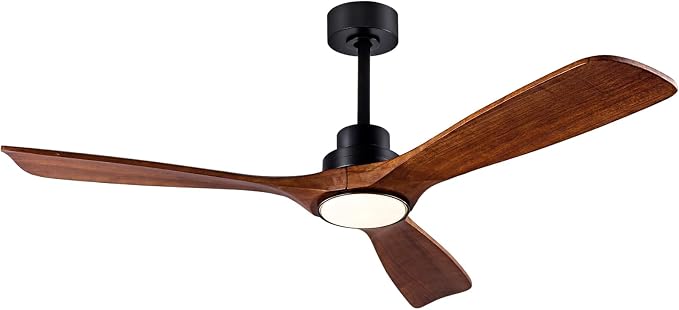 52" Wood Ceiling Fan with Light Remote Control(FCC) Quiet DC Motor 3 Blade Dimmable Ceiling Fans for Bedroom Living Room