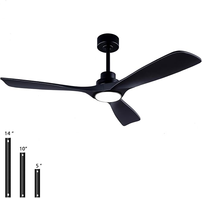 52" Wood Ceiling Fan with Lights Remote Control,Quiet DC Motor 3 Blade Ceiling Fans for Patio Living Room, Bedroom