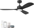 52” Wood Smart Ceiling Fans with Lights Remote,Quiet DC Motor,Outdoor Indoor Ceiling Fan,Voice Control via WIFI Alexa