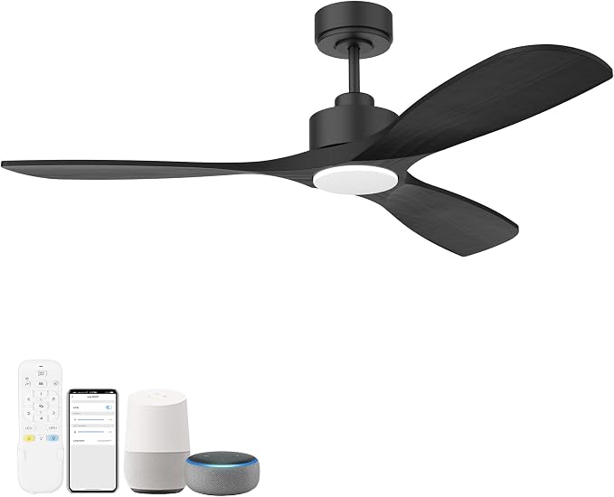 52” Wood Smart Ceiling Fans with Lights Remote,Quiet DC Motor,Outdoor Indoor Ceiling Fan,Voice Control via WIFI Alexa