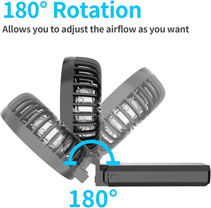 5200mAh Portable Fan Handheld, 6 Speeds Hand Held Fan 180° Foldable Personal, Battery Operated USB Rechargeable, Handle
