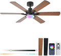 52in Ceiling Fans with Lights RGB Ceiling Fan with Light and Remote/APP Control,Low Profile Ceiling Fans with Lights for