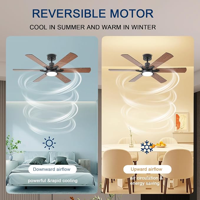 52in Ceiling Fans with Lights RGB Ceiling Fan with Light and Remote/APP Control,Low Profile Ceiling Fans with Lights for