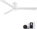 52in Wood Smart Ceiling Fans with Lights Remote,Control via Voice Alexa App,Quiet DC Motor,Low Profile Flush Mount Ceiling