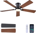 52Inch Ceiling Fan with Lights and Remotes, Modern Smart Flush Mount Ceiling Fans,DC Reversible Motor, 3CCT