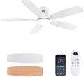 52inch Flush Mount Ceiling Fans with Lights and Remote/APP Control, Dimmable LED, Reversible DC Motor, Noiseless, Low Profile