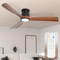 52inches Ceiling Fan with Lights,Wooden Flush Mount Ceiling Fans with Remote Control,Dimmable Light,3 CCT,6 Speeds,Noiseless