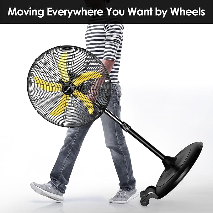 5300 CFM 20" High Velocity Oscillating Pedestal Fan, 3-Speed Professional Standing Fan, Heavy Duty Industrial Fan with