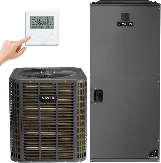 53000 BTU Ducted Central Air Conditioner with Heater & Inverter, 17 SEER2 5 Ton Split AC Unit System with Multi-Position Air