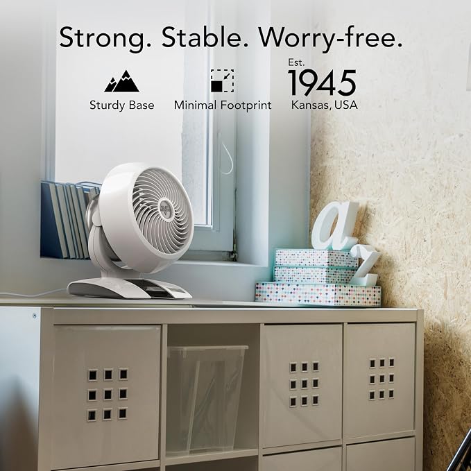 5303DC Energy Smart Small Air Circulator Fan with Variable Speed Control, white, Medium, alternate product view 6