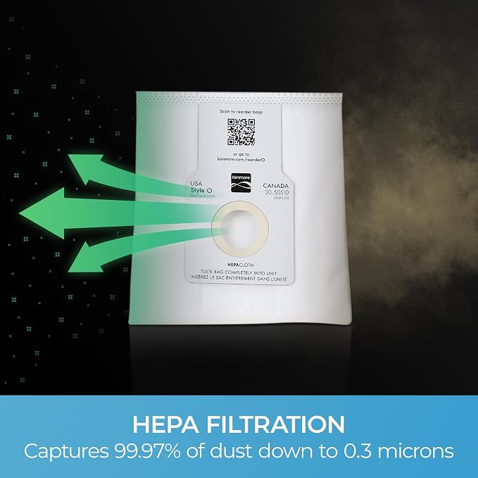 53294 Style O HEPA Cloth Vacuum Bags for Upright Vacuum Cleaners 6 Pack, alternate product view 5