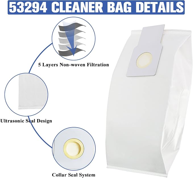 53294 Type O HEPA Cloth Vacuum Bags Replacement for Upright Vacuum Cleaners, 6 Pack, alternate product view 4