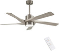 54" ABS DC Ceiling Fan with Lights, 5 Blade ABS Wood Grain Ceiling Fan with Remote, 6-Speed Reversible DC Motor, LED Ceiling