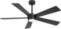 54" Ceiling Fan with Light and Remote Control, Modern Dimmable LED Light, 6-Speed Noiseless Reversible DC Motor, 5 Plywood