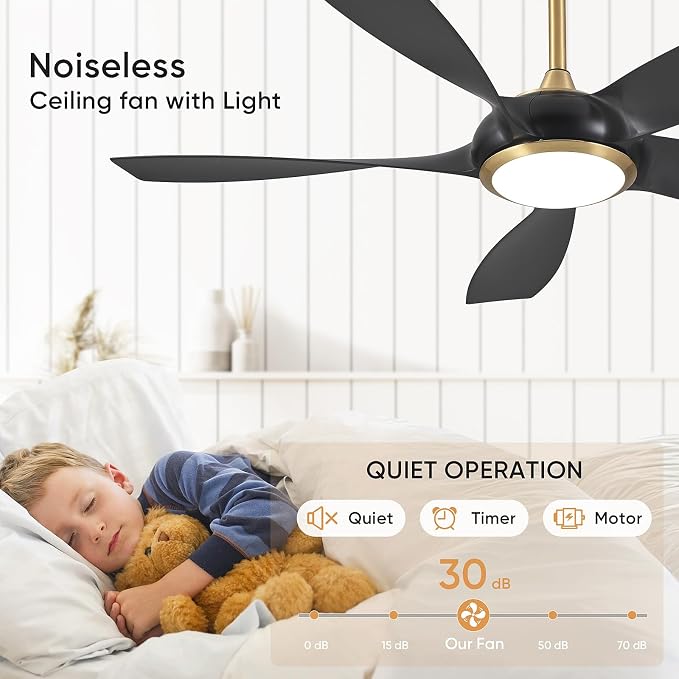 54'' Ceiling Fans with Lights, Modern Ceiling Fan with Remote Control, Indoor Outdoor Ceiling Fan for Living Room, Bedroom, 5