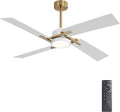 54 Inch Ceiling Fan with Light and Remote, 4 Plywood Blades, 6-Speed Reversible DC Motor, Dimmable, 3CCT, Farmhouse Ceiling