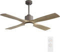 54 Inch DC Ceiling Fan with Lights and Remote Control, 4 Carved Solid Wood Blades, 6-Speed Noiseless Reversible DC Motor