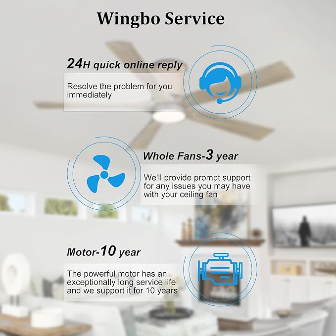 54 inch Flush Mount Ceiling Fan, Modern Ceiling Fan with Lights,3CCT&Dimmable LED,5 Wood Blades, Quiet 6-Speed DC Motor Low