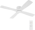 54 Inch Flush Mount DC Ceiling Fan without Lights, 4 Reversible Carved Wood Blades, 6-Speed Noiseless DC Motor, Huger Ceiling