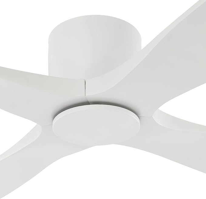54 Inch Flush Mount DC Ceiling Fan without Lights, 4 Reversible Carved Wood Blades, 6-Speed Noiseless DC Motor, Huger Ceiling