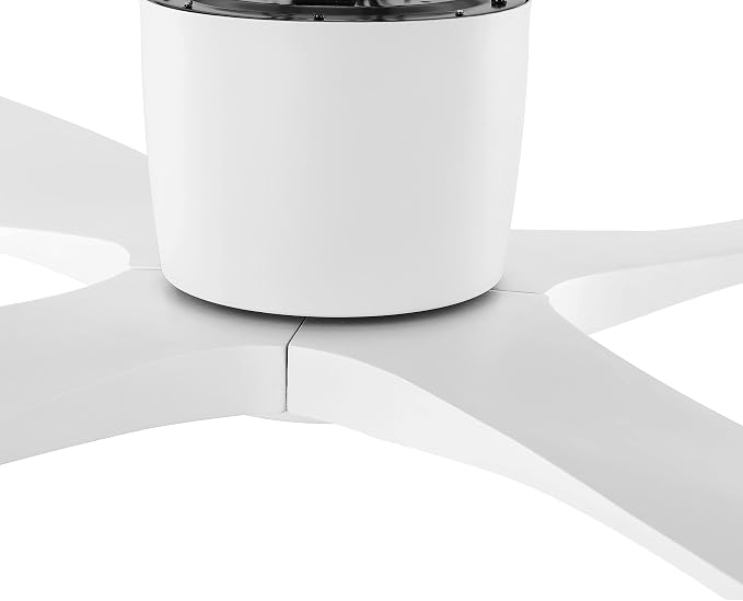54 Inch Flush Mount DC Ceiling Fan without Lights, 4 Reversible Carved Wood Blades, 6-Speed Noiseless DC Motor, Huger Ceiling