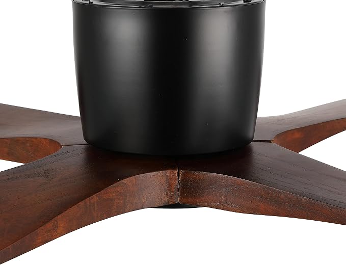 54 Inch Flush Mount DC Ceiling Fan without Lights, 4 Reversible Carved Wood Blades, 6-Speed Noiseless DC Motor, alternate
