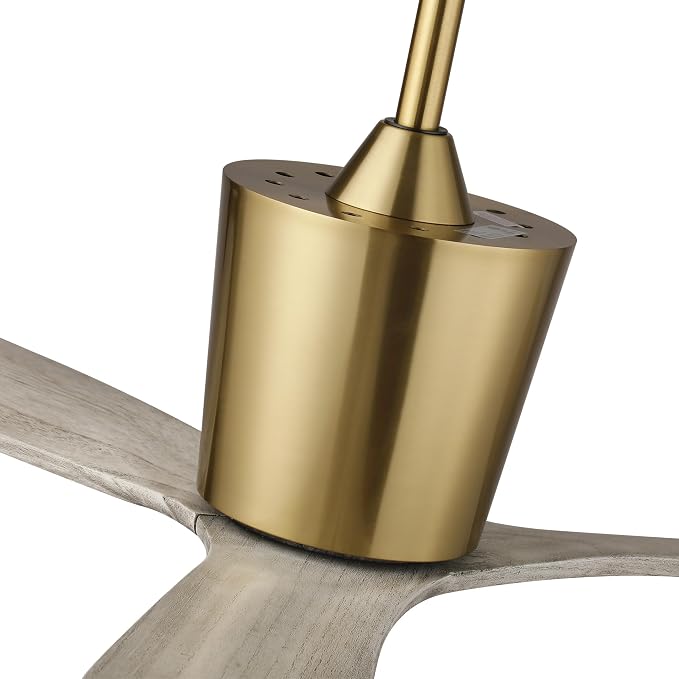 54” Modern Ceiling Fan with Downrod, Gold Plated Finish, Solid Wood Blades, Quiet 6-Speed DC Motor, Reversible Airflow