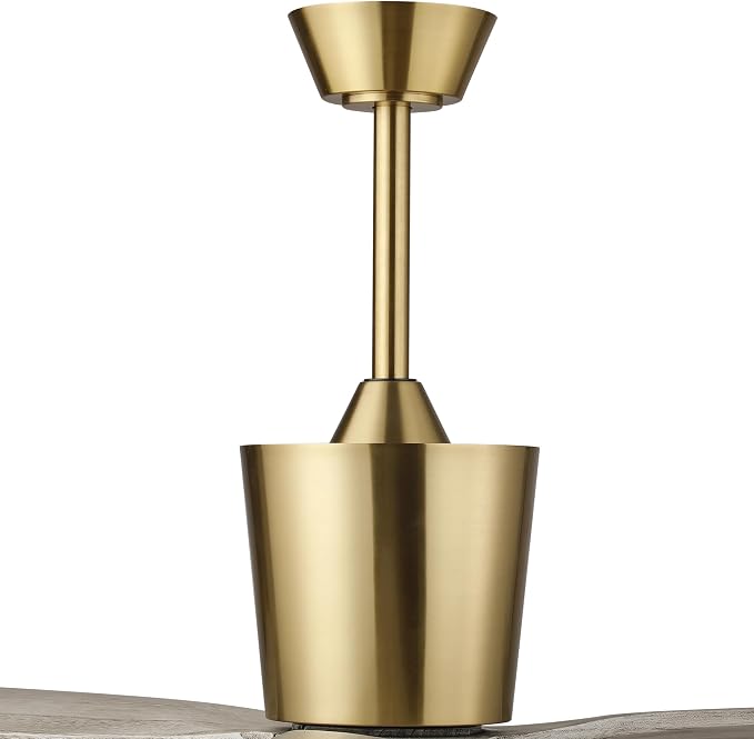 54” Modern Ceiling Fan with Downrod, Gold Plated Finish, Solid Wood Blades, Quiet 6-Speed DC Motor, Reversible Airflow