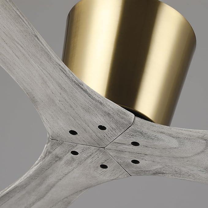 54” Modern Ceiling Fan with Downrod, Gold Plated Finish, Solid Wood Blades, Quiet 6-Speed DC Motor, Reversible Airflow