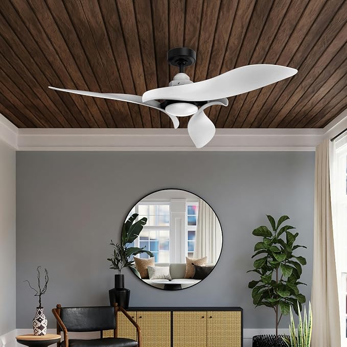 54” Modern Ceiling Fan with Light and Remote Control, Ultra Quiet DC Motor, 6-Speed Reversible Fan with Timer, Dimmable LED