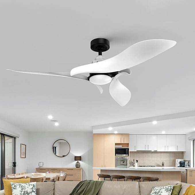 54” Modern Ceiling Fan with Light and Remote Control, Ultra Quiet DC Motor, 6-Speed Reversible Fan with Timer, Dimmable LED