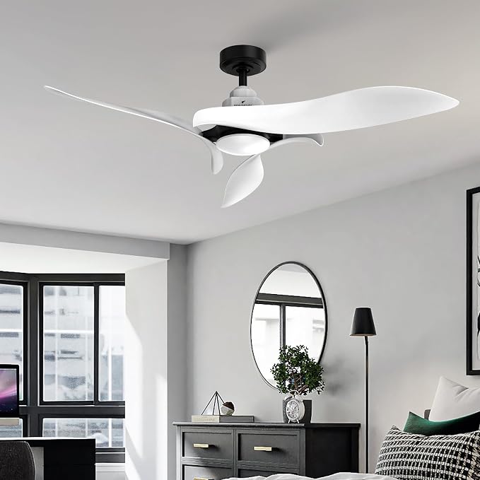 54” Modern Ceiling Fan with Light and Remote Control, Ultra Quiet DC Motor, 6-Speed Reversible Fan with Timer, Dimmable LED
