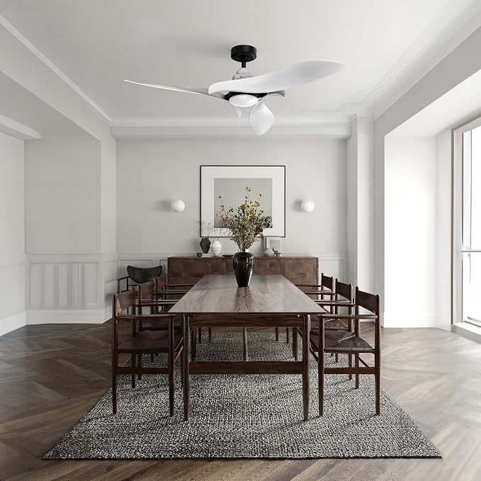 54” Modern Ceiling Fan with Light and Remote Control, Ultra Quiet DC Motor, 6-Speed Reversible Fan with Timer, Dimmable LED