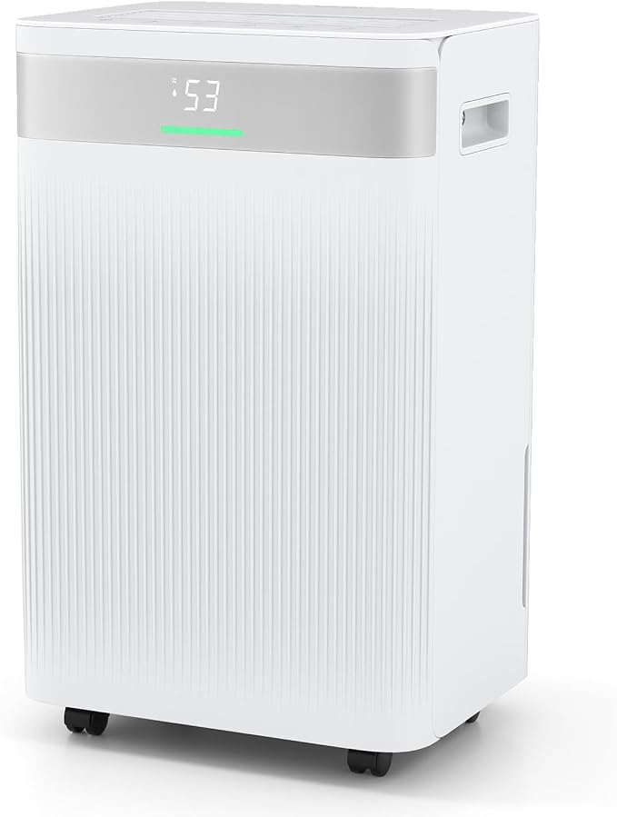 54 Pints Dehumidifier for Basement, 4500 Sq.Ft Dehumidifier with 3 Modes, LED Display, 3-Color Indicator Light, 24H Timer