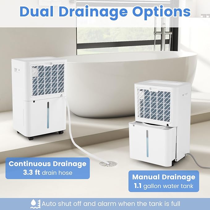 54 Pints Dehumidifier for Basement, 4500 Sq.Ft Dehumidifier with 3 Modes, LED Display, 3-Color Indicator Light, 24H Timer