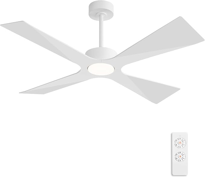 54" Wet Rated Outdoor Ceiling Fan with Lights, 4 ABS Plastic Blades, Reversible DC Motor, 6-Speed Remote Control, 3 CCT