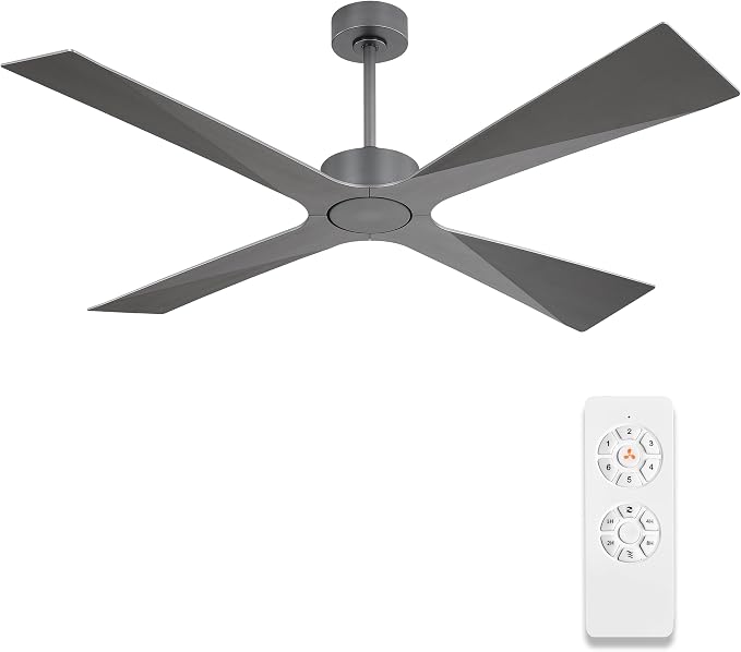 54" Wet Rated Outdoor Ceiling Fan without Lights, 4 ABS Plastic Blades, 6-Speed Reversible Quiet DC Motor, Waterproof Ceiling