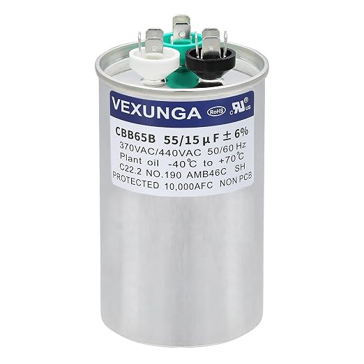 55/15 uF 55+15 MFD 370VAC or 440VAC Dual Run Start Round A/C Capacitor CBB65 Air Conditioner Capacitors for AC