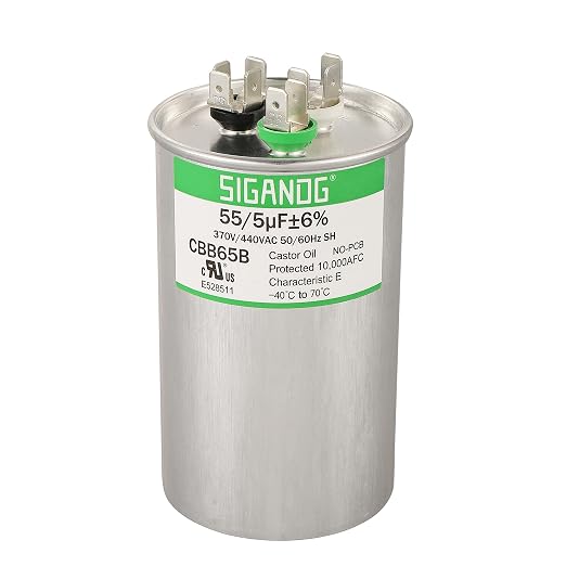 55/5 uF 55+5 MFD 370V or 440V CBB65 Dual Run Start Round Capacitor 55 5 uF MFD 370 440 Volt VAC for Condenser