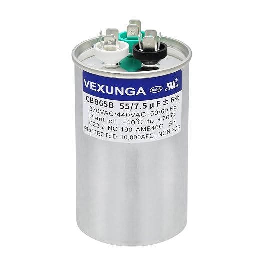 55/7.5 uF 55+7.5 MFD 370V or 440V Dual Run Start Round A/C Capacitor CBB65 CBB65B Air Conditioner Capacitors for