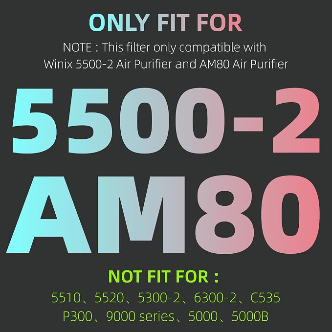 5500-2 Air Purifier Filter Replacement For, 116130 Replacement Filter H Compatible with 5500-2 and AM80 Air